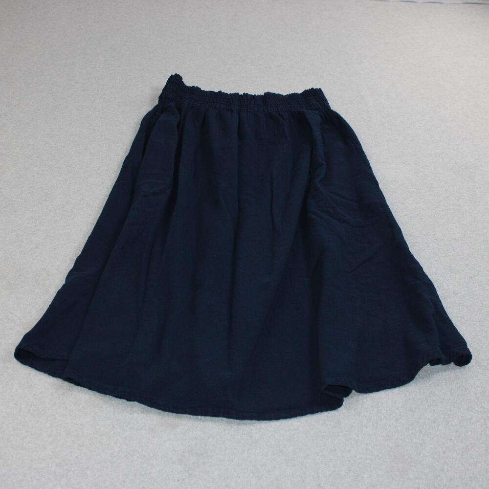 Oh My Gauze! Skirt Women 1 S/M Blue Midi Elastic Waist Pockets Boho Coastal Pull
